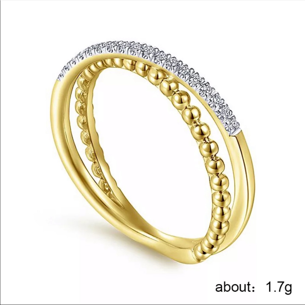 New Delicate Yellow Gold Twist Style Diamond Ring - Picture 6 of 6